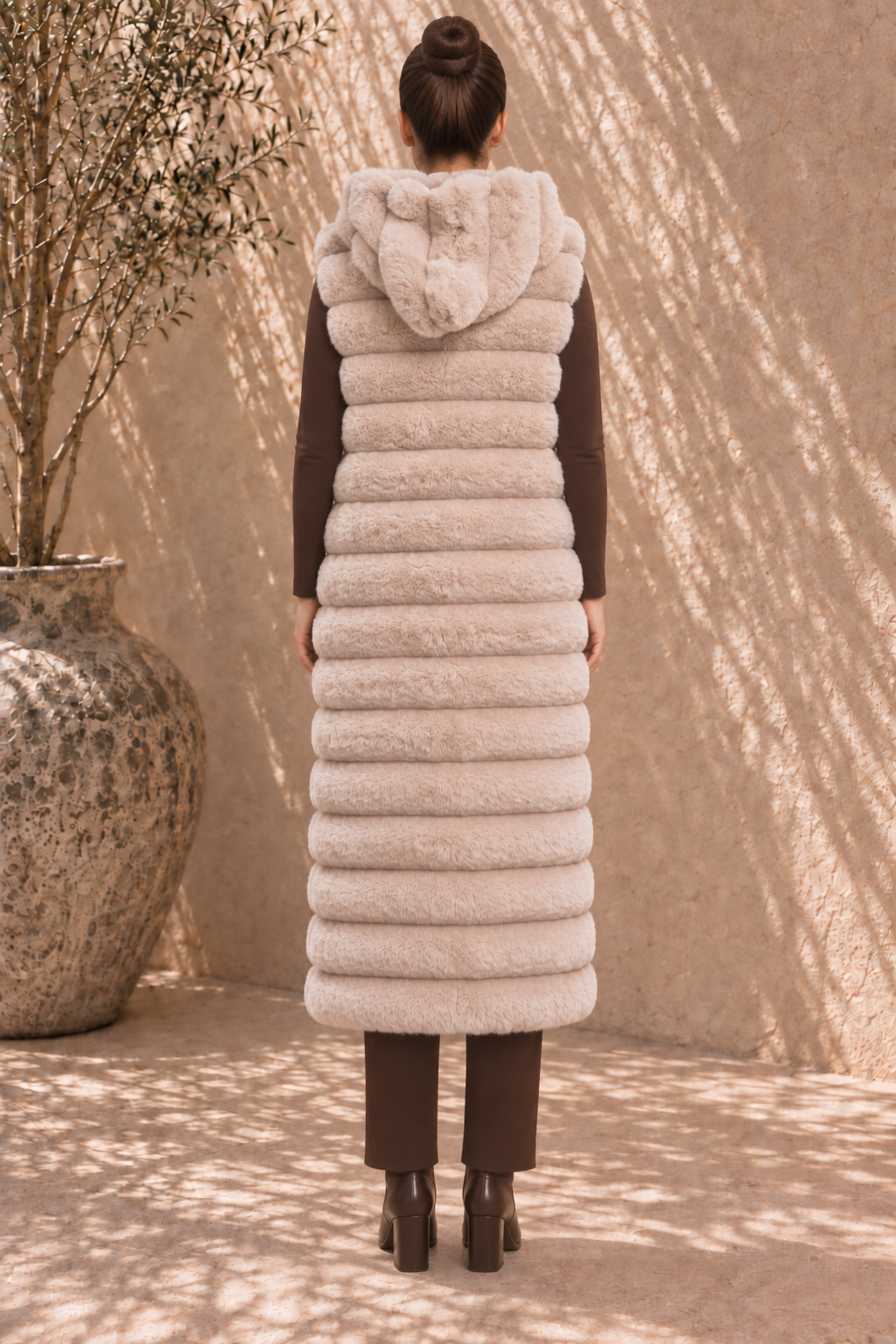 Maxi gewatteerde bodywarmer | Beige