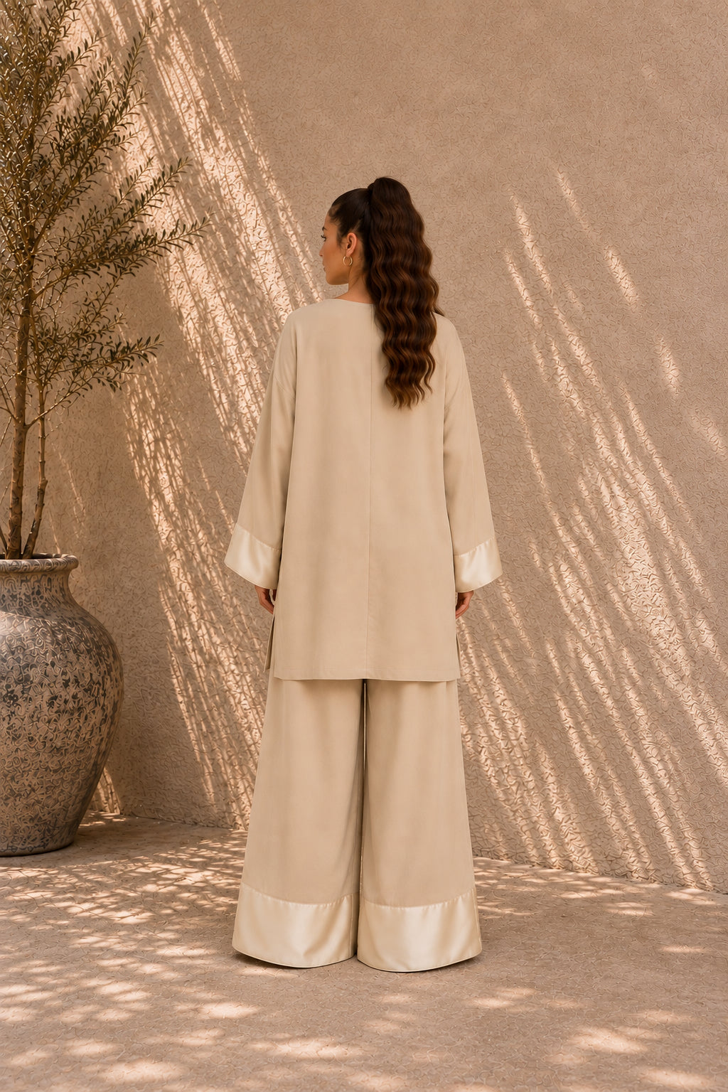 Matching broek en top lang model | Licht kaki