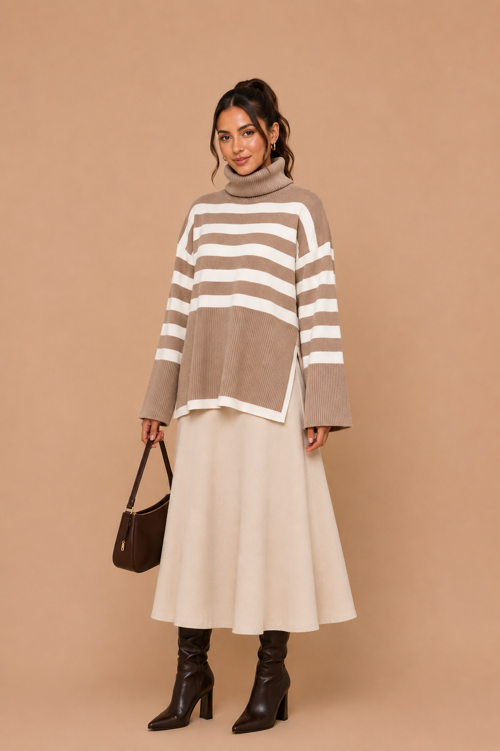 Rok & Trui set | Beige/Bruin