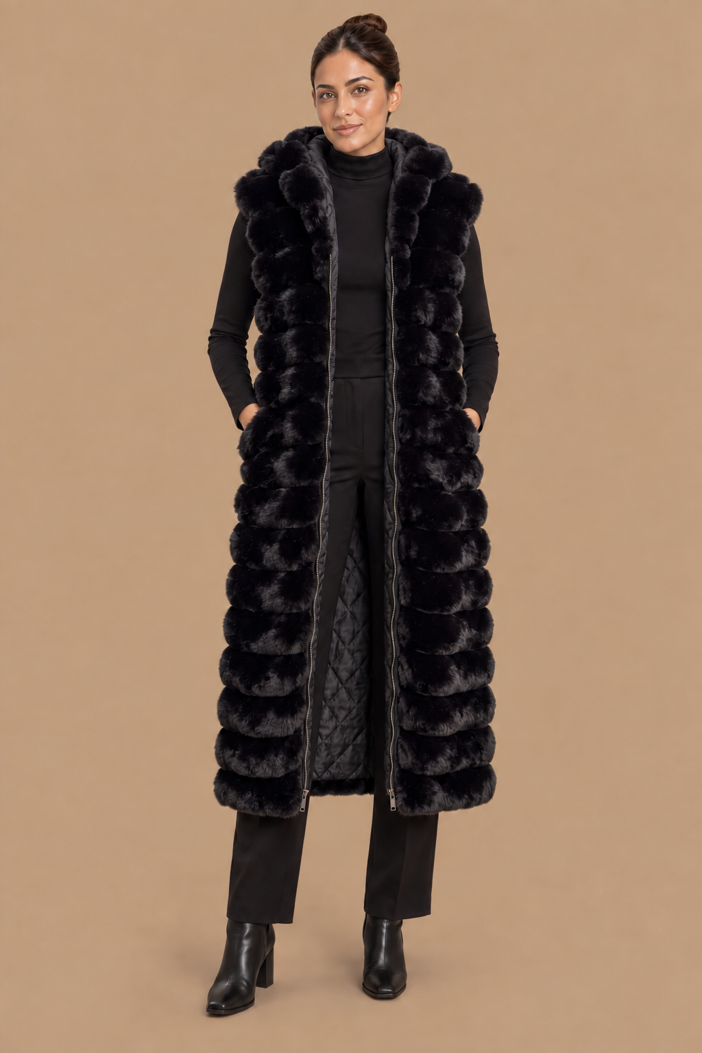 Maxi gewatteerde bodywarmer | Zwart