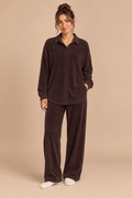 Geribbeld loungepak | Bruin