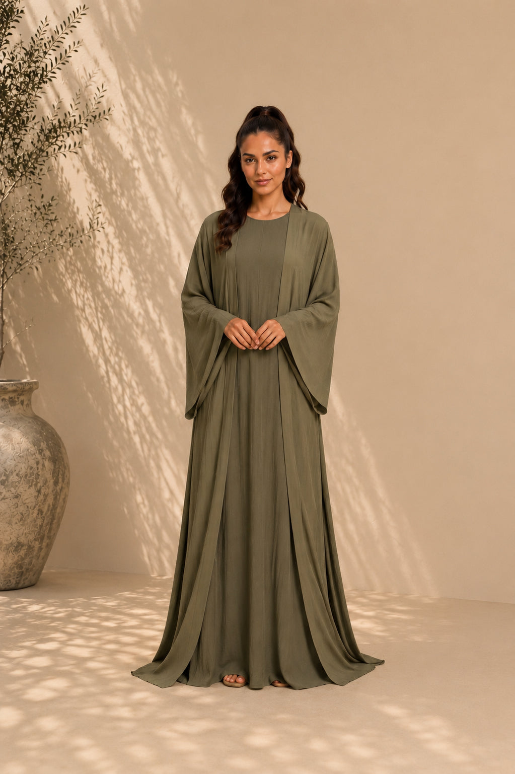 2-Delige Abaya Set | Olijfgroen