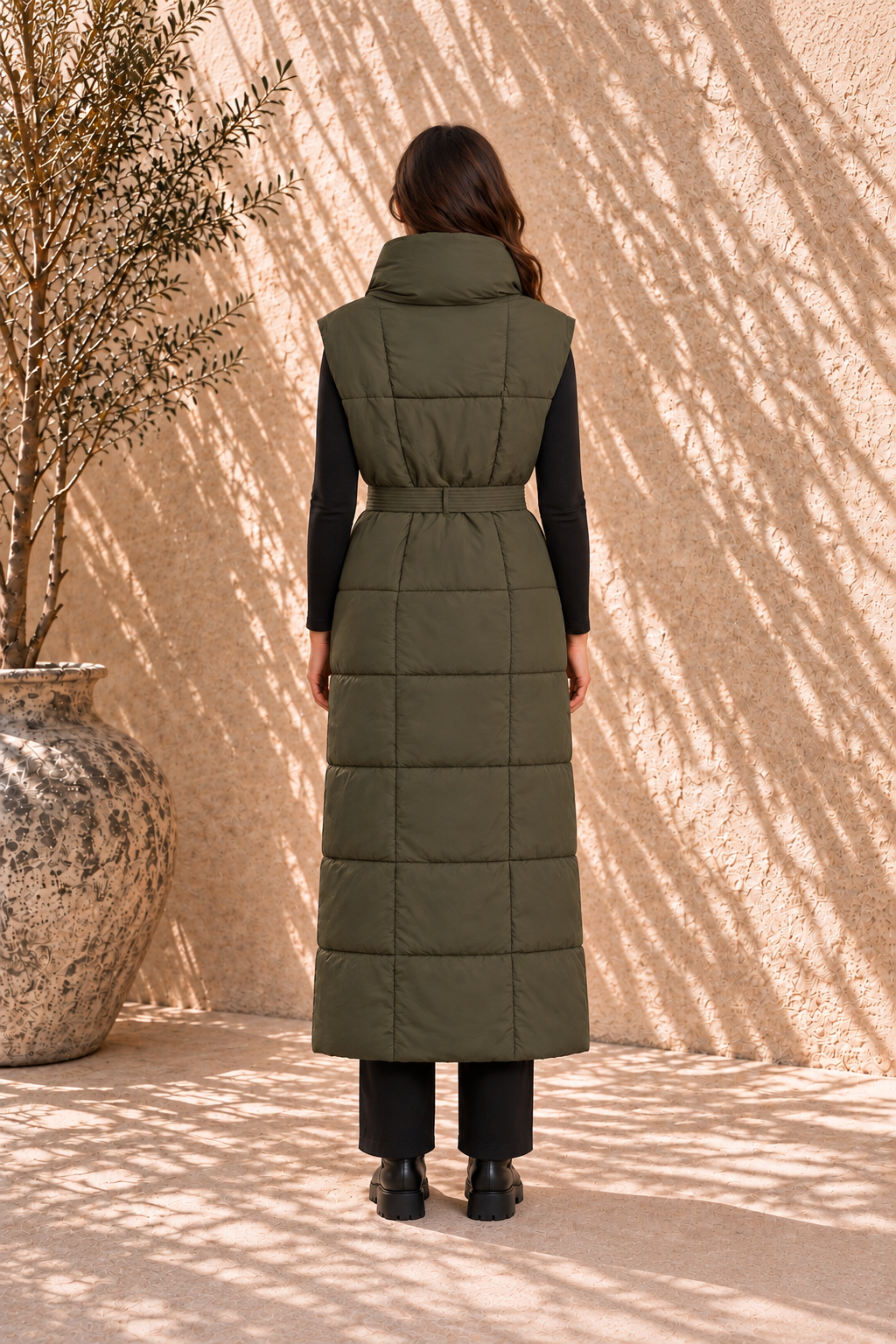 Maxi puffer bodywarmer | Kaki