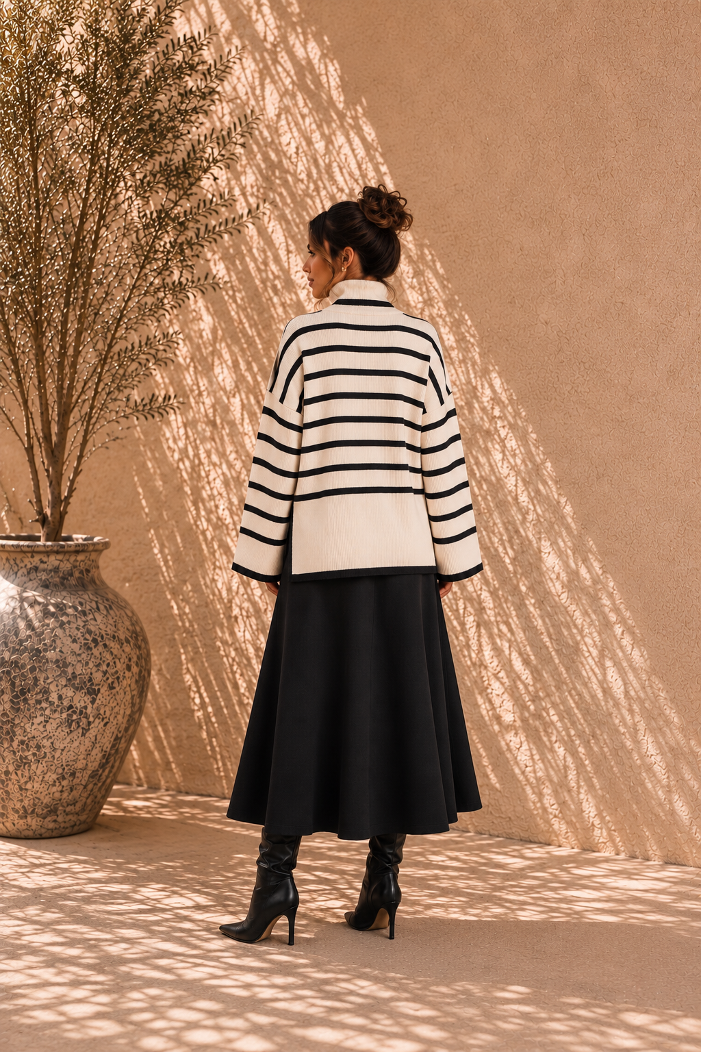 Rok & Trui set | Zwart/beige