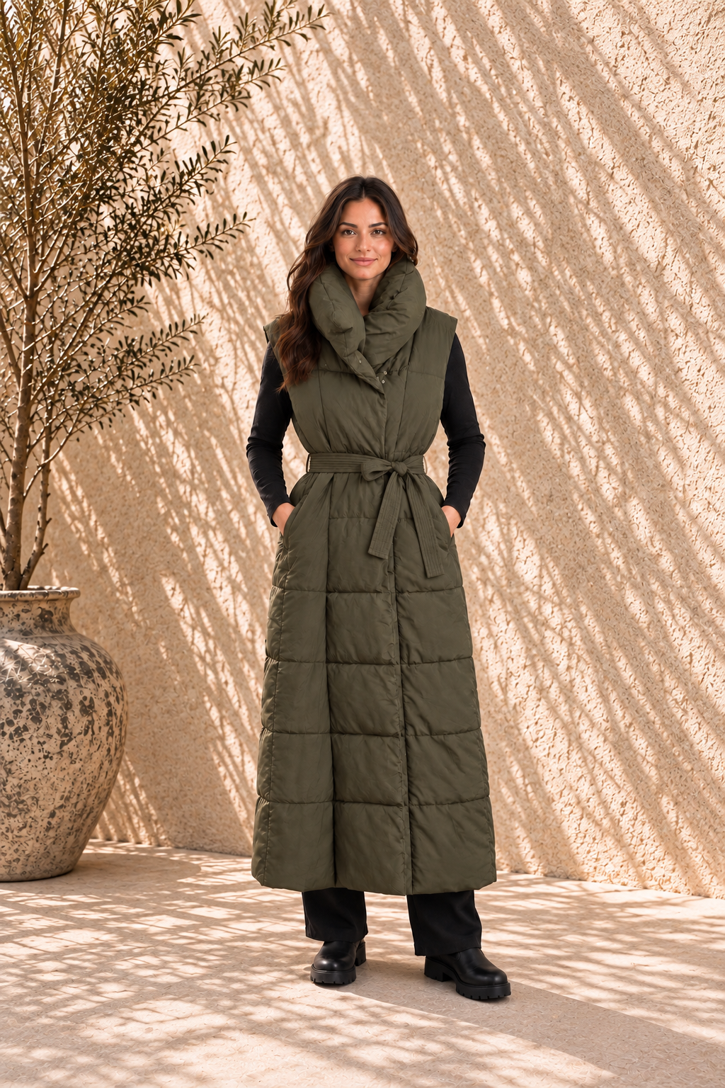 Maxi puffer bodywarmer | Kaki