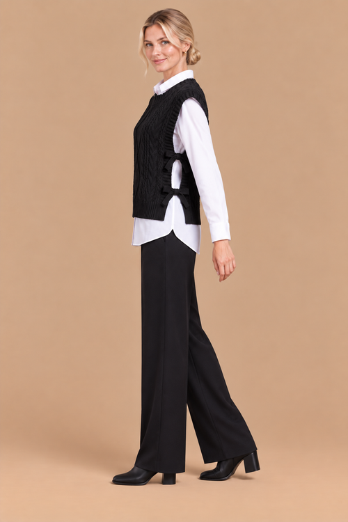 Gilet met strikdetail | Zwart
