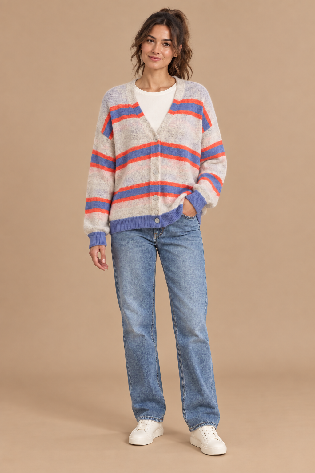 Vest gestreept | Greige/gekleurd